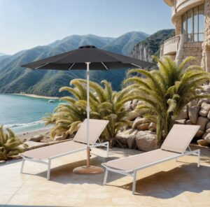 Fiji Water Resistant Fabric And Aluminum Patio Umbrella with Base Set