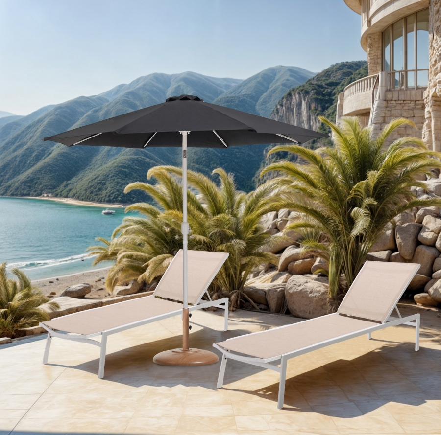 Fiji Water Resistant Fabric And Aluminum Patio Umbrella with Base Set