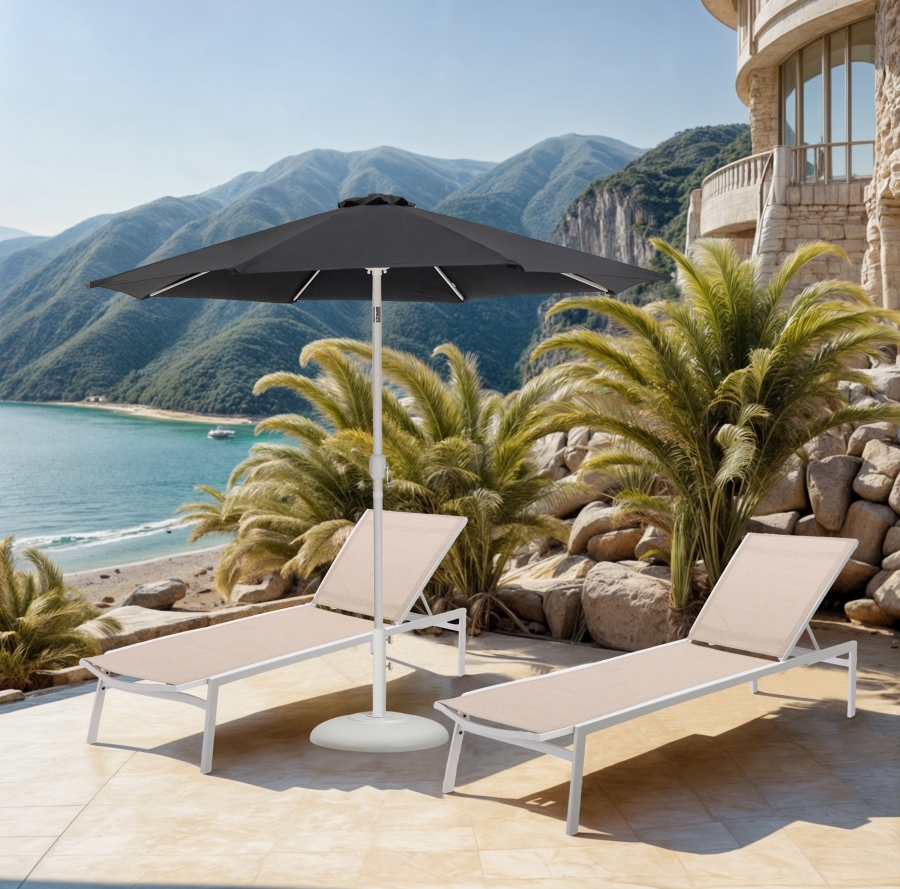 Fiji Water Resistant Fabric And Aluminum Patio Umbrella with Base Set