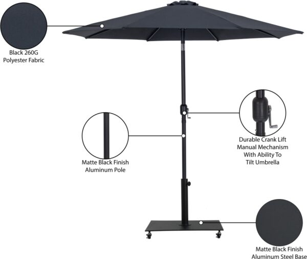 Fiji Water Resistant Fabric And Aluminum Patio Umbrella with Base Set