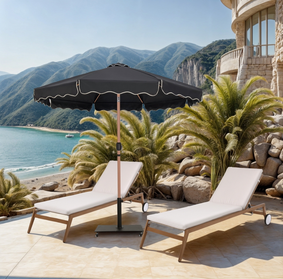 Amalfi Water Resistant Fabric And Aluminum Patio Umbrella with Base Set