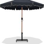 Amalfi Water Resistant Fabric And Aluminum Patio Umbrella with Base Set