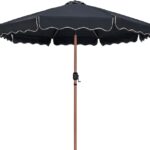 Amalfi Water Resistant Fabric And Aluminum Patio Umbrella with Base Set