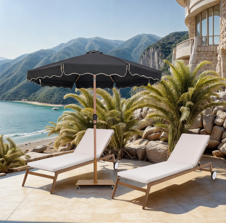 Amalfi Water Resistant Fabric And Aluminum Patio Umbrella with Base Set