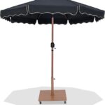 Amalfi Water Resistant Fabric And Aluminum Patio Umbrella with Base Set