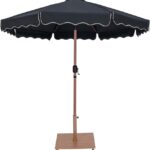 Amalfi Water Resistant Fabric And Aluminum Patio Umbrella with Base Set