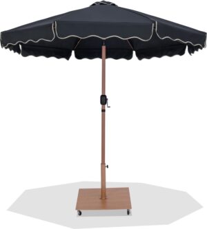 Amalfi Water Resistant Fabric And Aluminum Patio Umbrella with Base Set