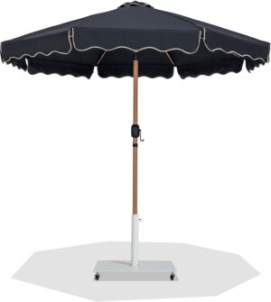 Amalfi Water Resistant Fabric And Aluminum Patio Umbrella with Base Set