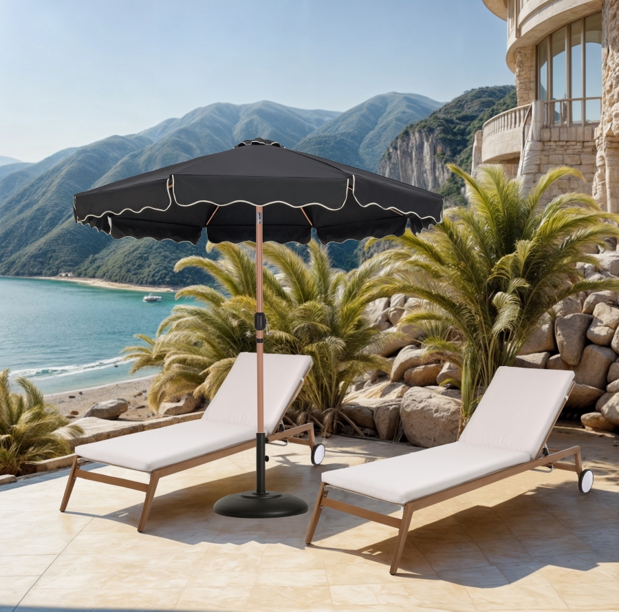 Amalfi Water Resistant Fabric And Aluminum Patio Umbrella with Base Set