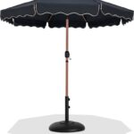 Amalfi Water Resistant Fabric And Aluminum Patio Umbrella with Base Set