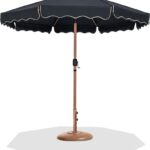 Amalfi Water Resistant Fabric And Aluminum Patio Umbrella with Base Set