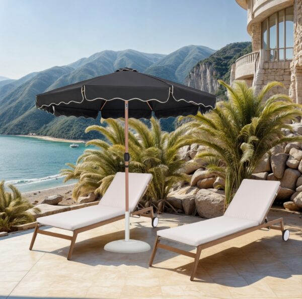 Amalfi Water Resistant Fabric And Aluminum Patio Umbrella with Base Set