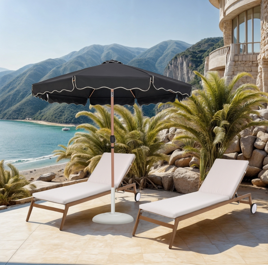 Amalfi Water Resistant Fabric And Aluminum Patio Umbrella with Base Set