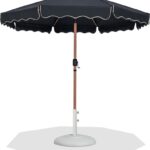 Amalfi Water Resistant Fabric And Aluminum Patio Umbrella with Base Set