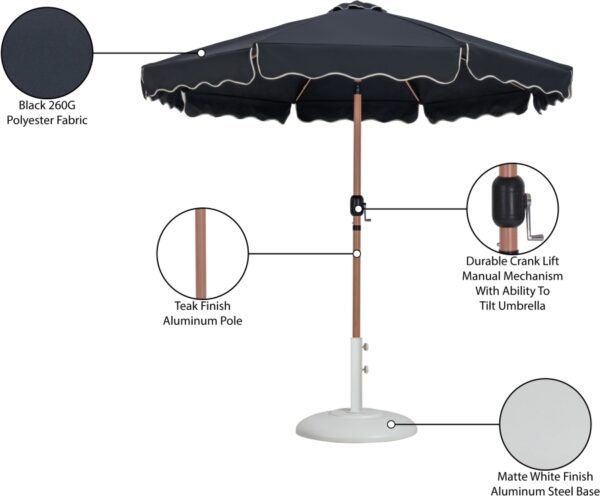 Amalfi Water Resistant Fabric And Aluminum Patio Umbrella with Base Set