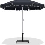 Amalfi Water Resistant Fabric And Aluminum Patio Umbrella with Base Set