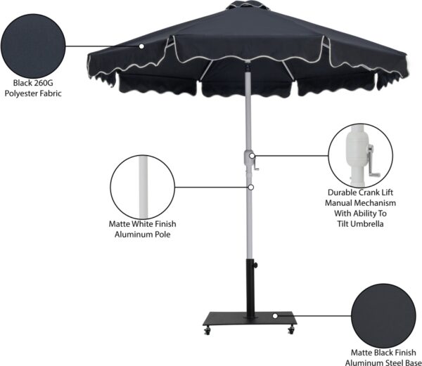 Amalfi Water Resistant Fabric And Aluminum Patio Umbrella with Base Set
