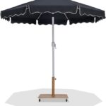 Amalfi Water Resistant Fabric And Aluminum Patio Umbrella with Base Set