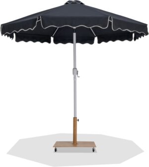 Amalfi Water Resistant Fabric And Aluminum Patio Umbrella with Base Set