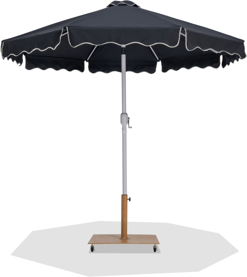 Amalfi Water Resistant Fabric And Aluminum Patio Umbrella with Base Set