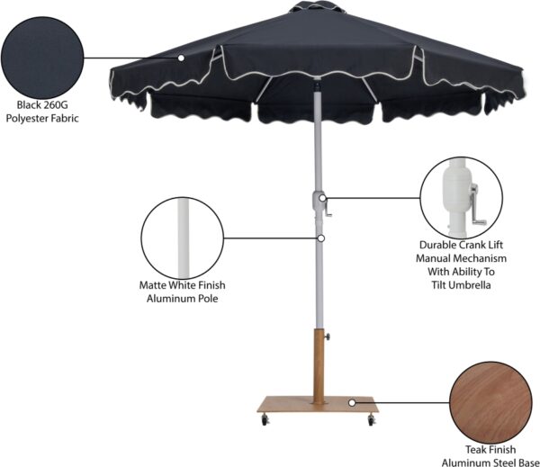 Amalfi Water Resistant Fabric And Aluminum Patio Umbrella with Base Set