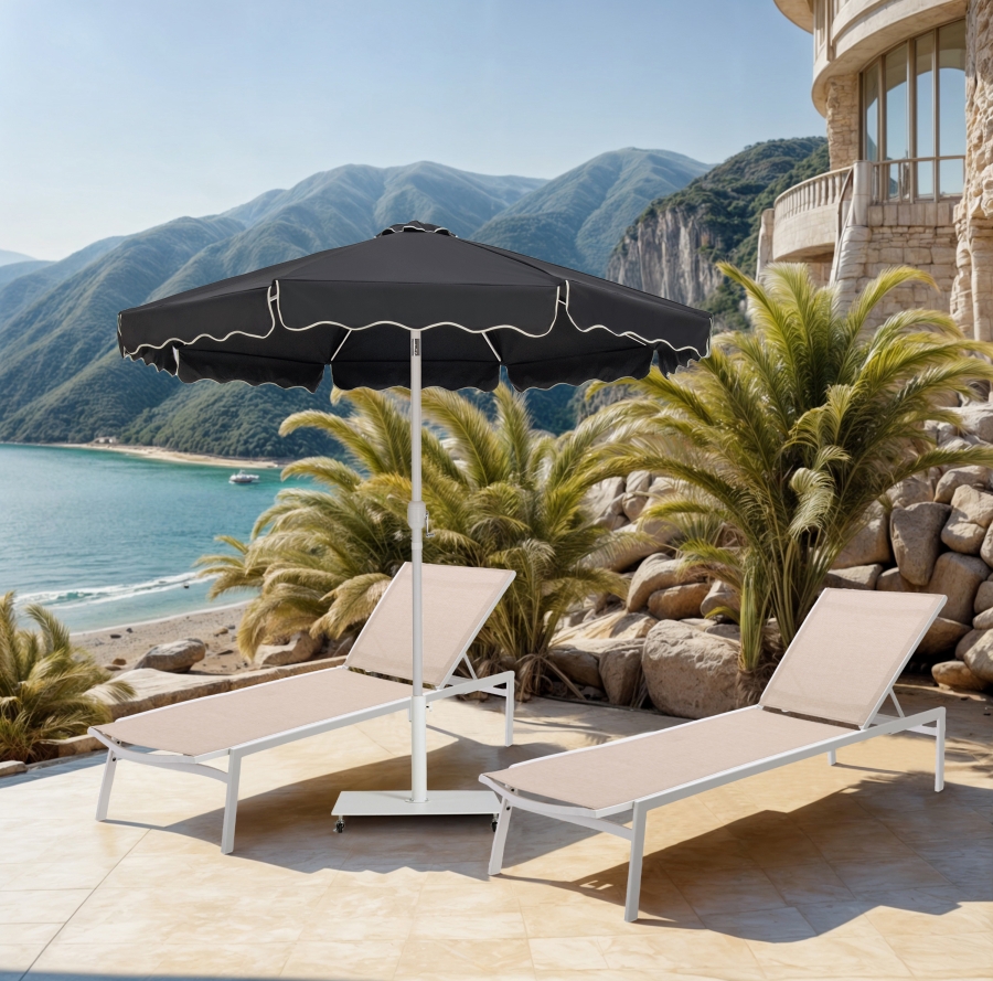 Amalfi Water Resistant Fabric And Aluminum Patio Umbrella with Base Set
