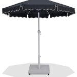 Amalfi Water Resistant Fabric And Aluminum Patio Umbrella with Base Set