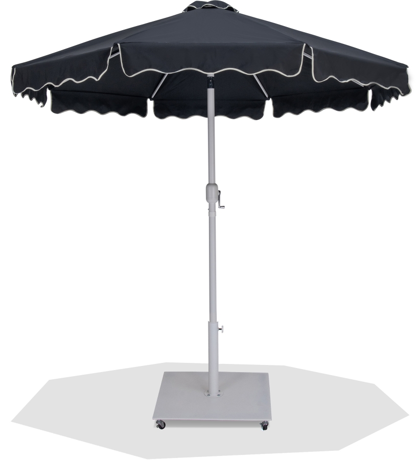 Amalfi Water Resistant Fabric And Aluminum Patio Umbrella with Base Set