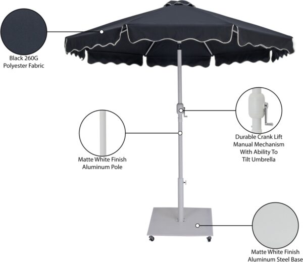 Amalfi Water Resistant Fabric And Aluminum Patio Umbrella with Base Set