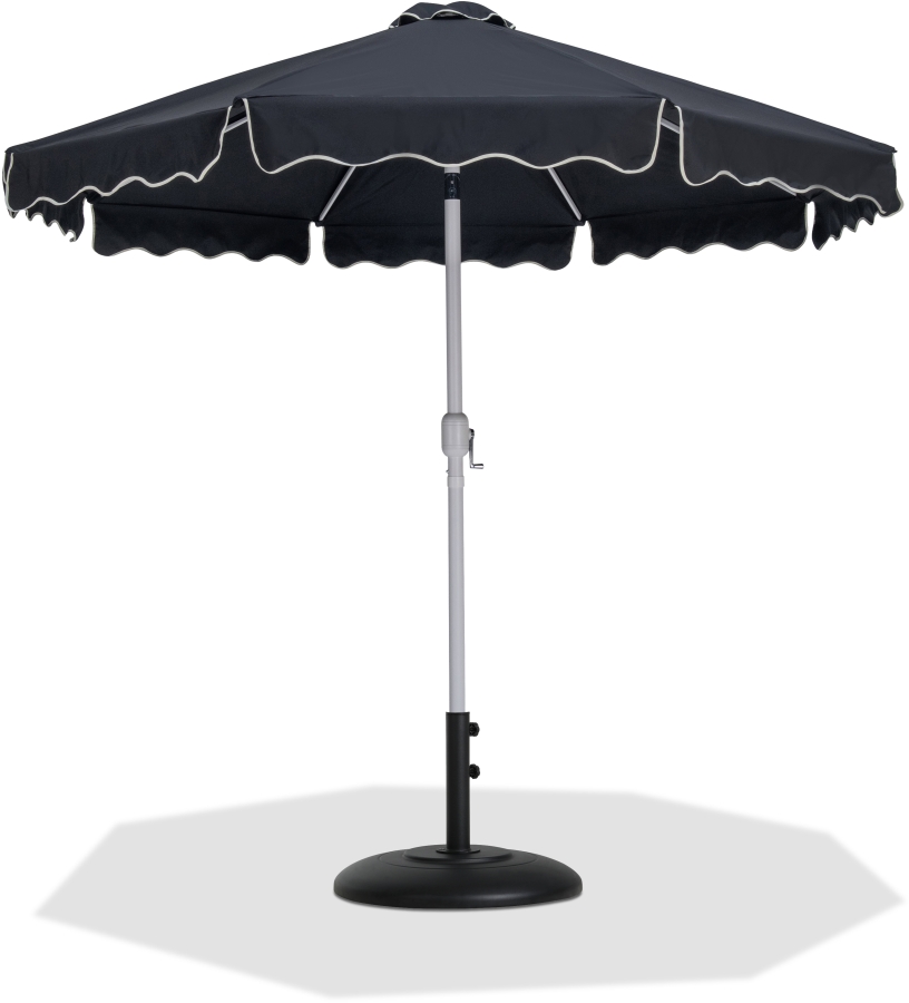 Amalfi Water Resistant Fabric And Aluminum Patio Umbrella with Base Set
