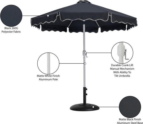 Amalfi Water Resistant Fabric And Aluminum Patio Umbrella with Base Set