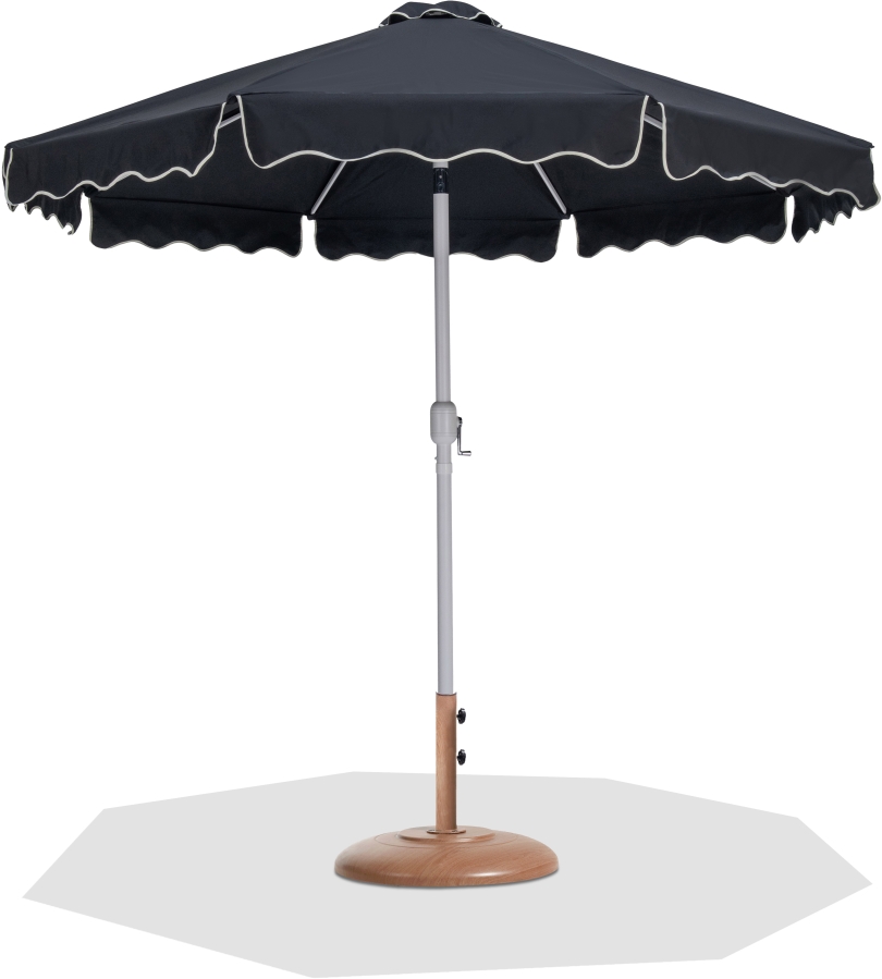 Amalfi Water Resistant Fabric And Aluminum Patio Umbrella with Base Set