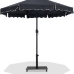 Amalfi Water Resistant Fabric And Aluminum Patio Umbrella with Base Set
