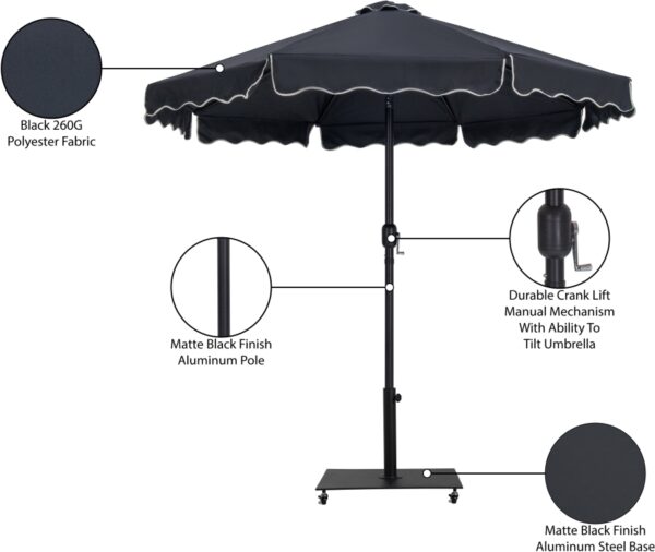 Amalfi Water Resistant Fabric And Aluminum Patio Umbrella with Base Set
