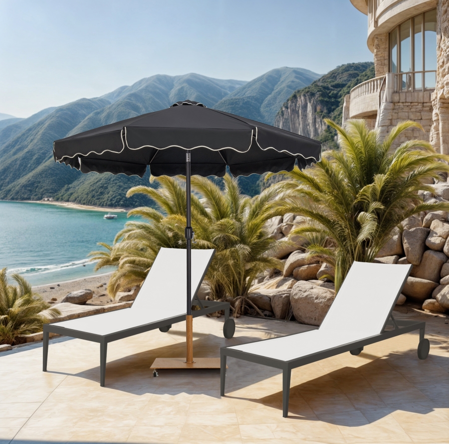 Amalfi Water Resistant Fabric And Aluminum Patio Umbrella with Base Set