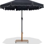 Amalfi Water Resistant Fabric And Aluminum Patio Umbrella with Base Set