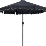 Amalfi Water Resistant Fabric And Aluminum Patio Umbrella with Base Set