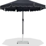 Amalfi Water Resistant Fabric And Aluminum Patio Umbrella with Base Set
