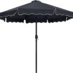 Amalfi Water Resistant Fabric And Aluminum Patio Umbrella with Base Set