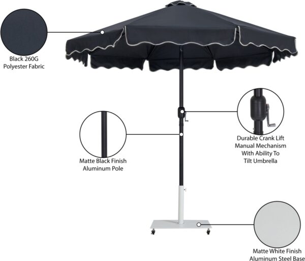 Amalfi Water Resistant Fabric And Aluminum Patio Umbrella with Base Set