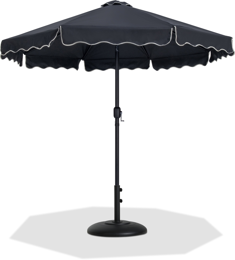 Amalfi Water Resistant Fabric And Aluminum Patio Umbrella with Base Set