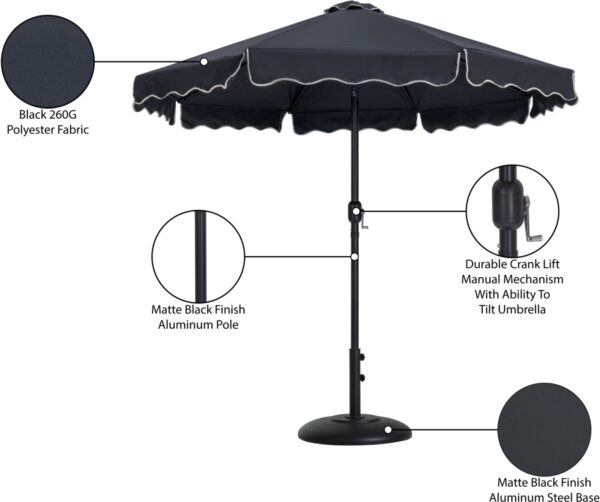 Amalfi Water Resistant Fabric And Aluminum Patio Umbrella with Base Set