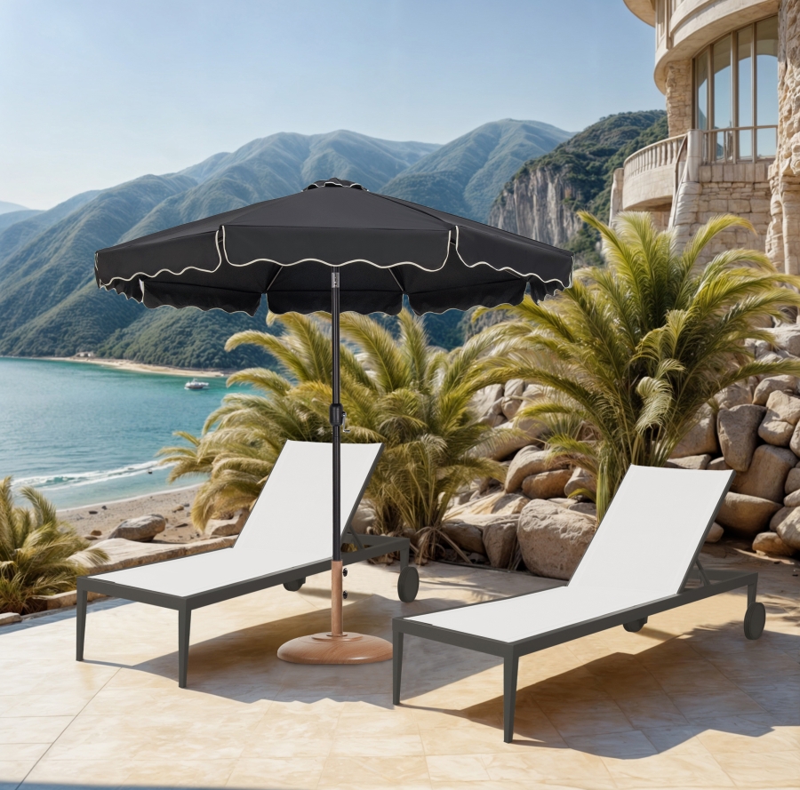 Amalfi Water Resistant Fabric And Aluminum Patio Umbrella with Base Set
