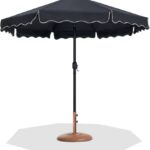 Amalfi Water Resistant Fabric And Aluminum Patio Umbrella with Base Set