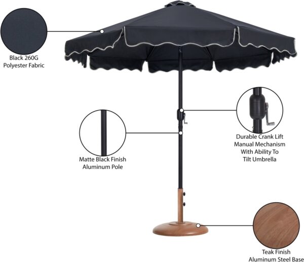 Amalfi Water Resistant Fabric And Aluminum Patio Umbrella with Base Set