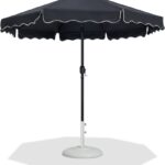 Amalfi Water Resistant Fabric And Aluminum Patio Umbrella with Base Set