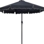 Amalfi Water Resistant Fabric And Aluminum Patio Umbrella with Base Set