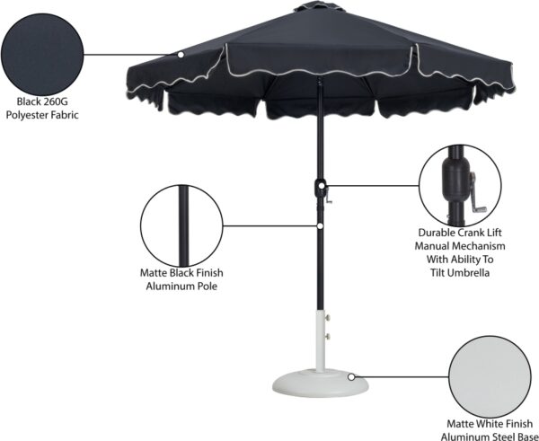 Amalfi Water Resistant Fabric And Aluminum Patio Umbrella with Base Set