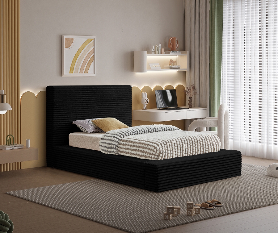 Dexter Corduroy Fabric Upholstered Twin Bed