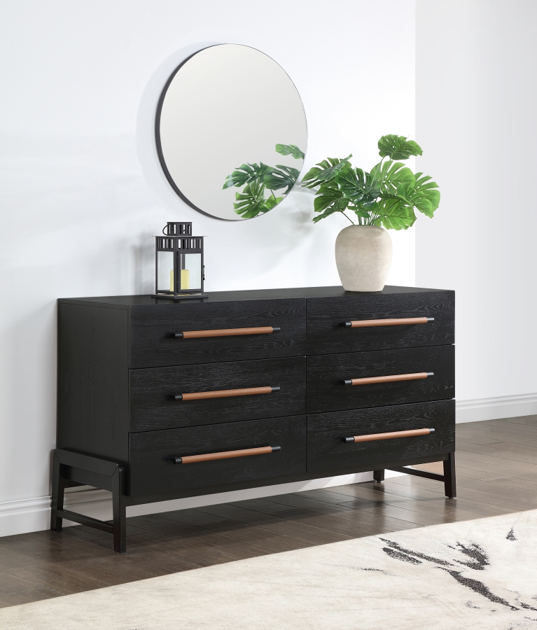Kaya Oak Veneer And Vegan Leather Handle Dresser
